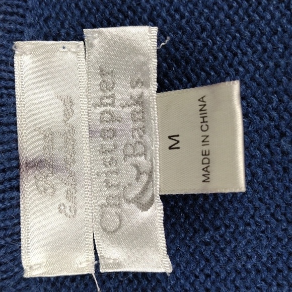 Christopher & Banks Hand Embroidered Poinsettia Blue Button Up Cardigan Sweater - Picture 4 of 13